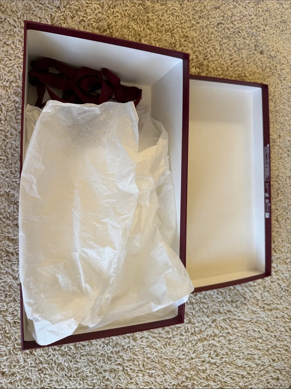 Gucci Wine Red Box with White Logo